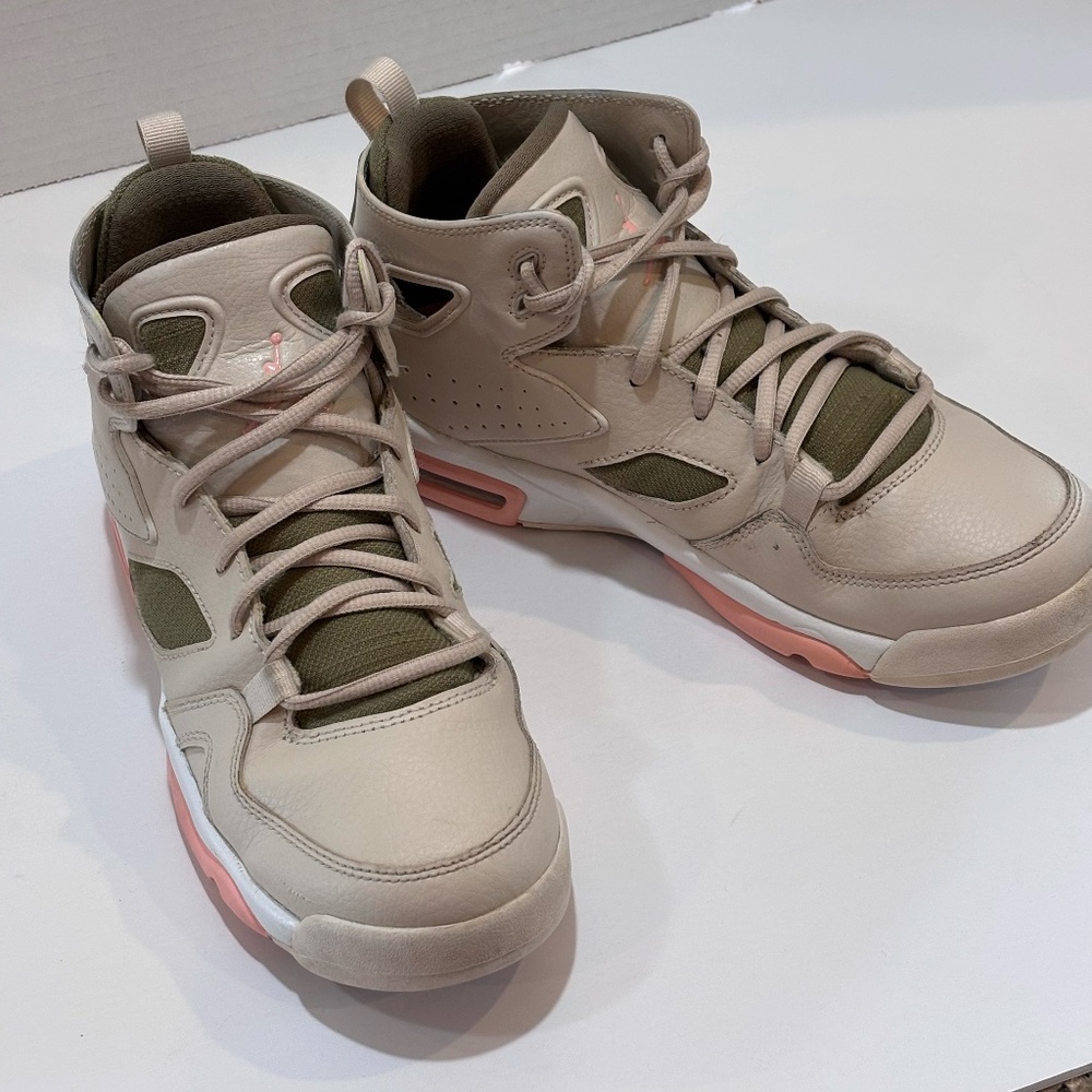 Jordan Flight Club 91 GS Sneakers Basketball Shoes SZ 6.5Y/8 W Beige Green Coral - Picture 2 of 13
